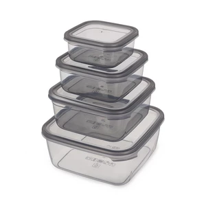 AKSA Food Container Set, 4 Pieces ,Square - Grey