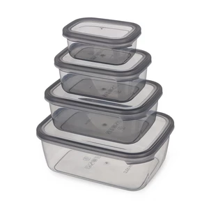 AKSA Food Container set, 4 Pieces ,Rectangular - Grey