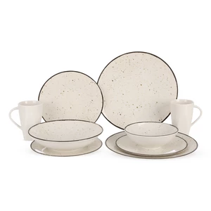Rosa Dinner Set, 30 Pieces for 6 persons, porcelain - White with Brown Dots