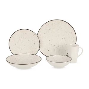 Rosa Dinner Set, 30 Pieces for 6 persons, porcelain - White with Brown Dots