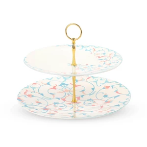 Decorations Cake Stand, 2 Layers, Round Shape, Porcelain - Multi colors