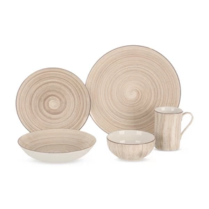 Rosa Folio Dinner Set, 30 Pieces for 6 Persons, porcelain - Beige