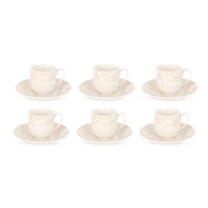  Cloudy Ivory Coffee Set, 12 Pieces for 6 Persons, Porcelain - White
