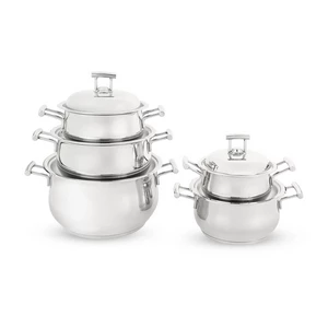 Aboud Cookware Set, 10 Pieces, Stainless Steel Round with Dome-shaped Stainless Steel Cover - Silver