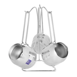 Aboud Coffee Pot Set, 3 Pieces with Stand, M\L\XL, with Stand, Stainless Steel - Silver