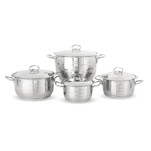 Aboud Cookware Set, 8 Pieces, Stainless Steel with Stainless Steel Cover - Silver