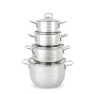 Aboud Cookware Set, 8 Pieces, Stainless Steel with Stainless Steel Cover - Silver
