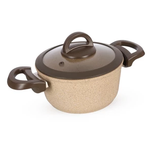 Cookin Cooking Pot, 18cm, Bio Granite with Glass-silicone Cover - Brown Stone