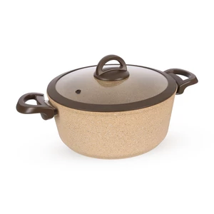 Cookin Cooking Pot, 26cm, Bio Granite with Glass-silicone Cover - Brown Stone