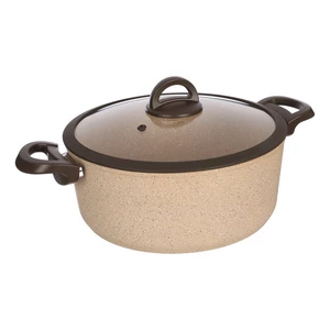 Cookin Cooking Pot, 28cm , Bio Granite with Glass-silicone Cover - Brown Stone