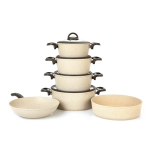 Cookin Cookware Set, 16 Pieces, Bio-Granite, Brown Stone