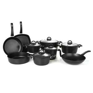 Cookin Cookware Set, 14 Pieces, Bio-Granite, Black Stone