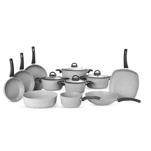 Cookin Cookware Set, 16 Pieces, Bio-Granite, Brown Stone