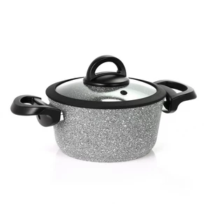 Cookin Cooking Pot, 18cm with Glass-Silicone Cover, Bio-Granite - Grey Stone
