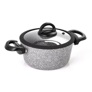 Cookin Cooking Pot, 20cm with Glass-Silicone Cover, Bio-Granite, Grey Stone