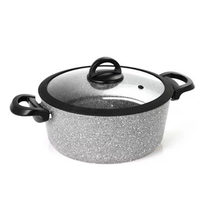 Cookin Cooking Pot, 26cm with Glass-Silicone Cover, Bio-Granite - Grey Stone