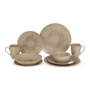 Rosa Dinner Set, 30 Pieces for 6 Persons, Porcelain - Rustic Beige Stoneware