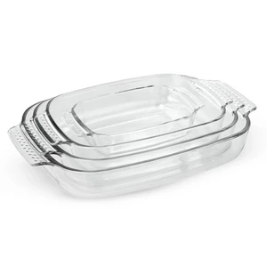 Pyrex Roaster Set, Glass, 4 Pieces, Rectangular 