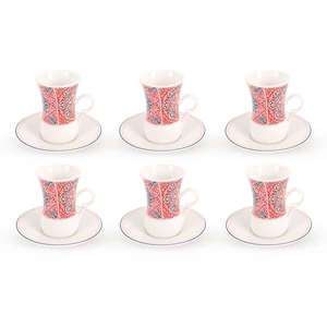 Khayameya Arabic Tea Set, 12Pieces for 6 Persons, Porcelain -  Red