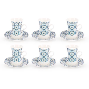 Star Arabic Tea Set, 12Pieces for 6 Persons, Porcelain Arabic  - Blue
