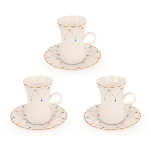 Zina Arabic Tea Set, 6 Pieces, Porcelain, White - Gold