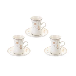 Farha Arabic Tea set, 6 Pieces, Porcelain, white - gold