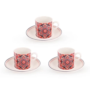 Khayameya Dora Coffee Set , 12 Pieces for 6 persons, Porcelain - Red