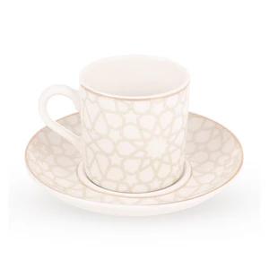 Calligraphy Dora Coffee Set , 12 Pieces for 6 persons, Porcelain, Blue - Red