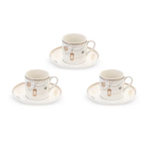 Farha Coffee Set, 6 Pieces for 3 persons, Porcelain, White - Gold