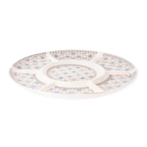 Arabesque Nuts Plate,7 parts, Round shape , Porcelain, Silver - Blue