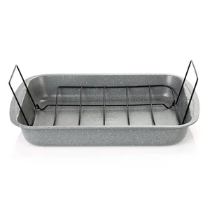 Neoflam Roaster with Cooling Rack Rectangular  45x31cm, Granite - Grey Stone