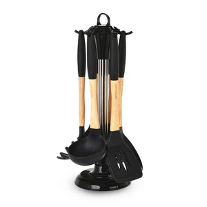Neoflam Utensils Set, 6 Pieces with Stand, Black Color