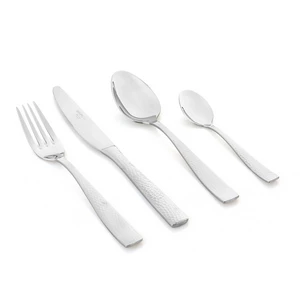Neoflam Cutlery Set, 24 Pieces for 6 Persons, Hammered Texture, Stainless Steel - Silver