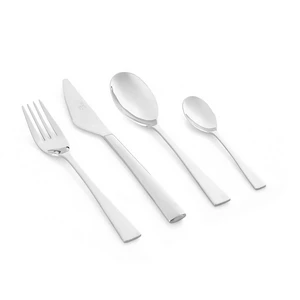 Neoflam Cutlery Set, 24 Pieces for 6 Persons, Flat- Handed Style - Stainless Steel - Silver