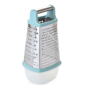 Grater with Handle 4 Sides with Box, Stainless Steel, Silver