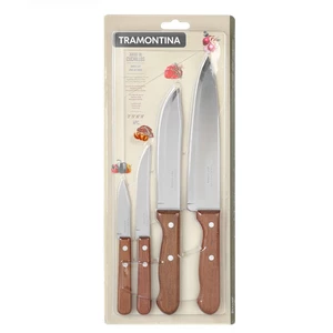 Tramontina Stainless Steel Knife Set, 4 Pieces with Wooden Handle