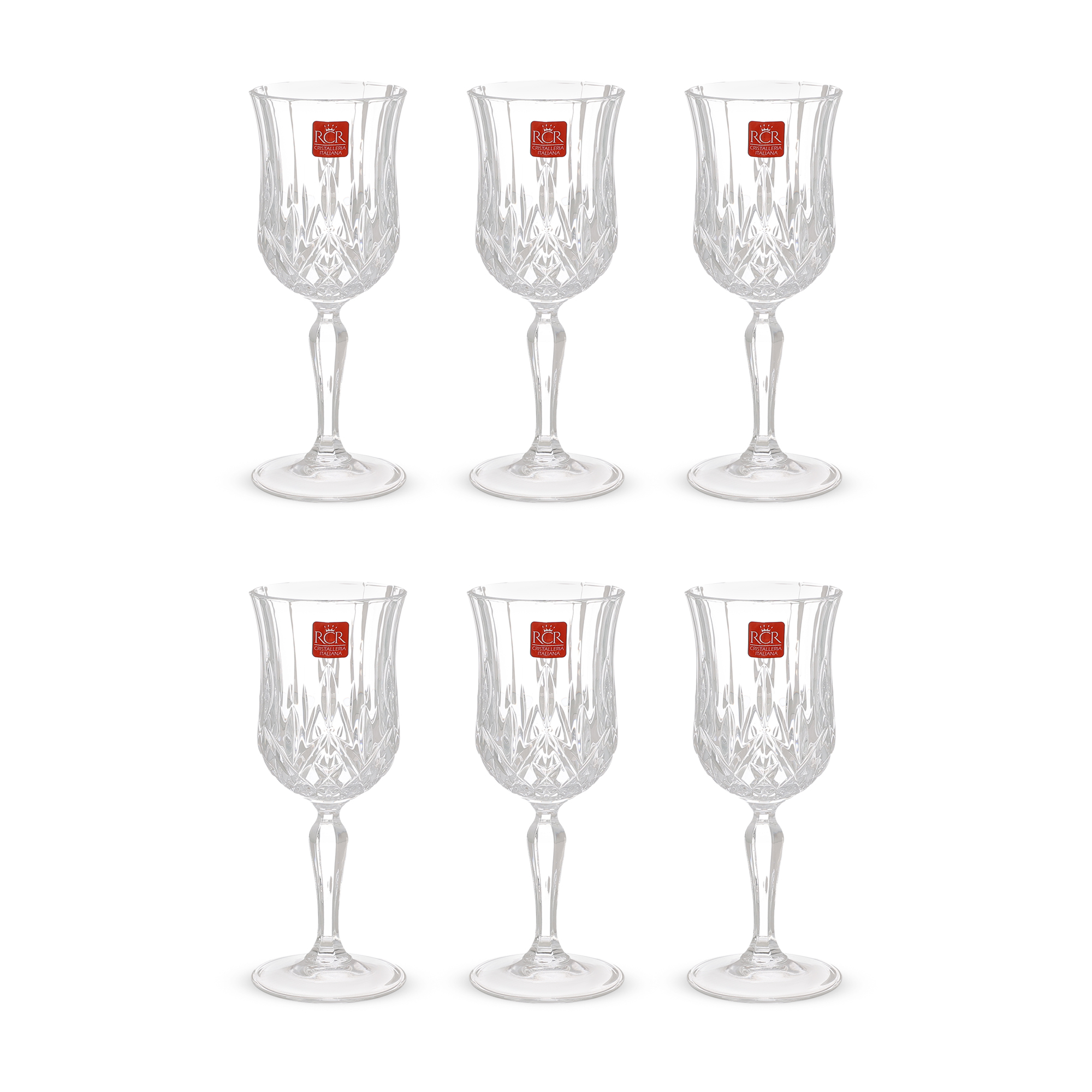 RCR Opera Medium Goblet Set, 6 Pieces, 230ml, Crystal - Transparent