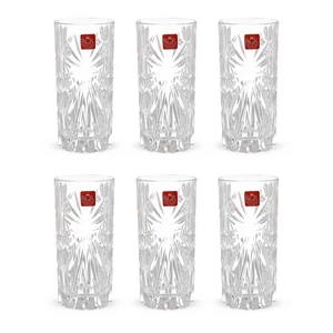 RCR Oasis Long Tumbler Set, 6 Pieces, 360 ml, Crystal - Transparent