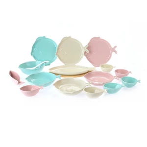 Dinner Set , 27 pieces, Fish shape , High Quality Porcelain - Multi colors