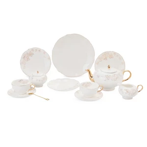 Royal Tea and Dessert Set, 30 pieces for 6 Persons, Porcelain - White