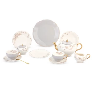Royal Tea and Dessert Set, 30 pieces for 6 Persons, Porcelain - Grey