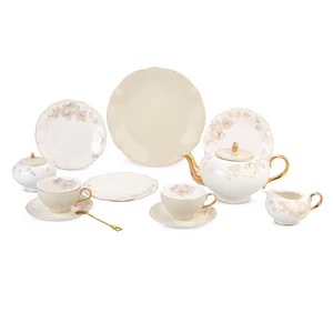 Royal Tea and Dessert Set, 30 pieces for 6 Persons, Porcelain - Cream