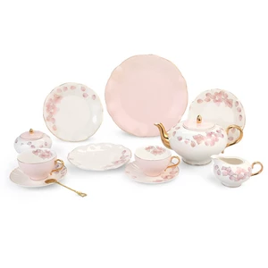 Royal Tea and Dessert Set, 30 pieces for 6 Persons, Porcelain - Rose Pink
