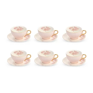 Royal Coffee set, 12pieces for 6 Persons, Porcelain - Rose Pink