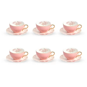 Royal Coffee Set, 12pieces for 6 Persons, Porcelain - Pink
