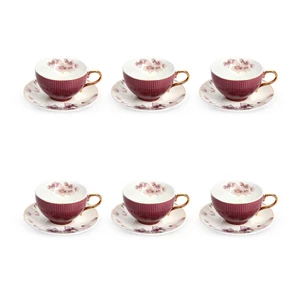 Royal Coffee Set, 12pieces for 6 Persons, Porcelain - Red