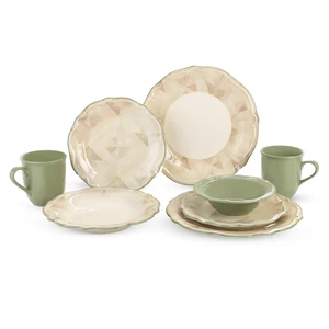 Porser Porcelain Dinner Set, 30 Pieces for 6 Persons - Green