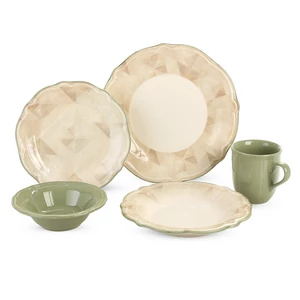 Porser Porcelain Dinner Set, 30 Pieces for 6 Persons - Green