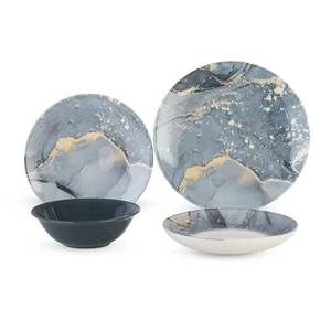 Porser Dinner Set, 24 Pieces for 5 Persons, Porcelain - Grey Marble