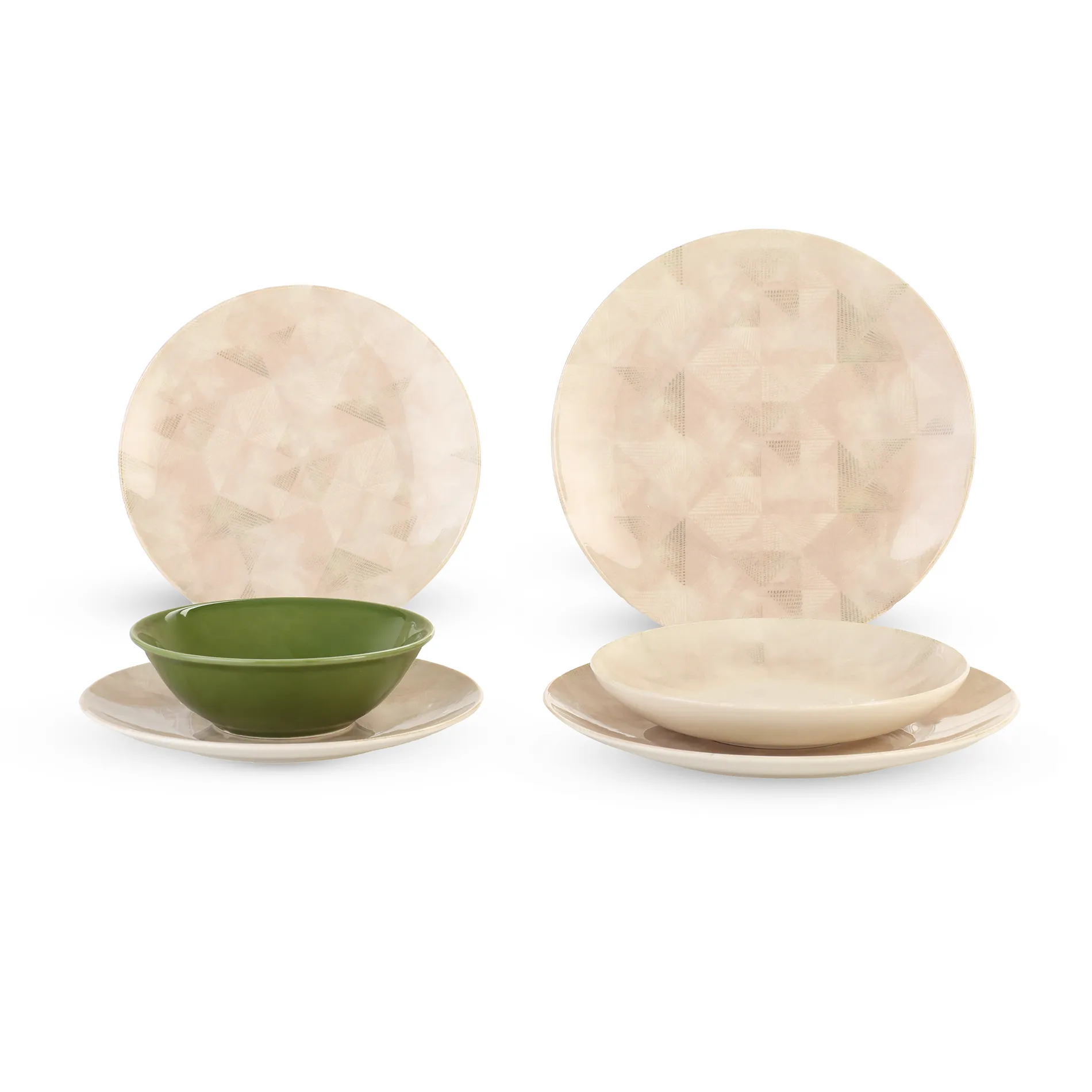 Porser Dinner Set, 24 Pieces for 5 Persons, Porcelain - Olive